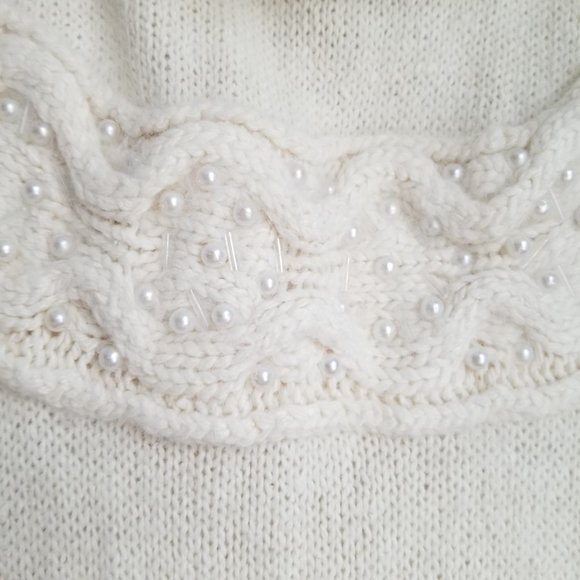 Vintage 90s, angora sweater, pearl beading, cable knit, long, soft, S, M, dressy - Picture 1 of 9